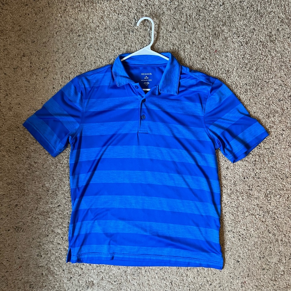 George Blue Polo Shirt with Subtle Stripes